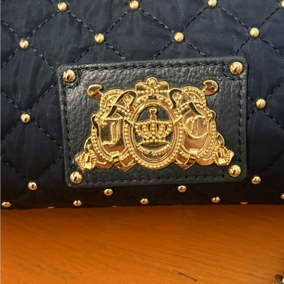 Juicy Couture Vintage Navy Quilted Studded Bag with Gold Accents EUC - Picture 3 of 12